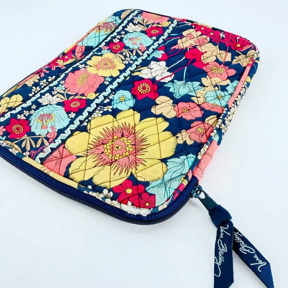 Vera Bradley Happy Snails Tablet eReader Sleeve Case Retired Quilted Zip Navy